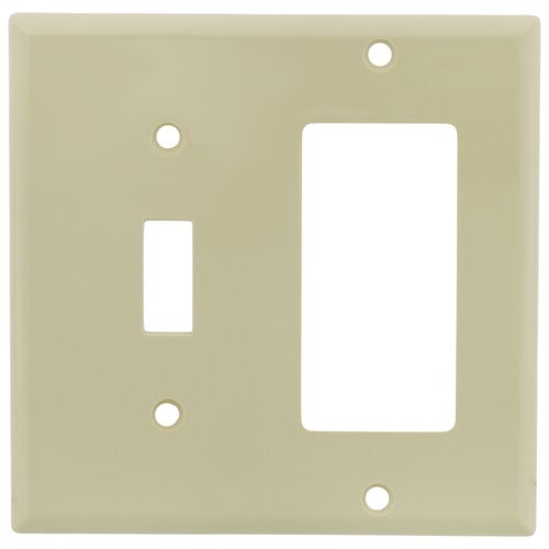 Main product image of 2-Gang Electrical Wall Plate, Nylon, Combo Toggle/Decora (Ivory)
