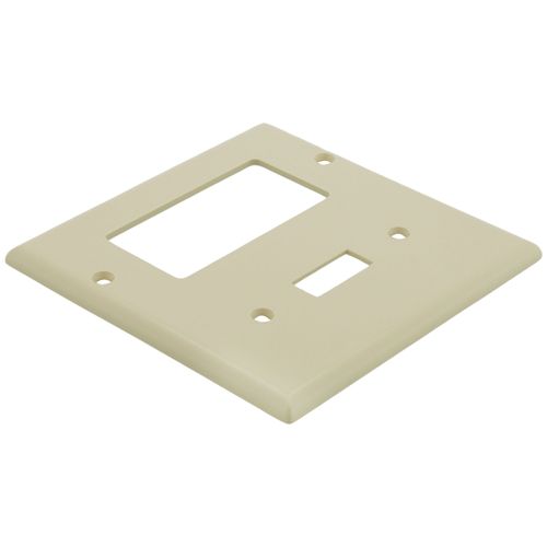 Main product image of 2-Gang Electrical Wall Plate, Nylon, Combo Toggle/Decora (Ivory)