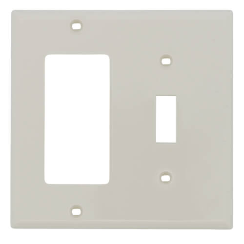 Main product image of 2-Gang Electrical Wall Plate, Nylon, Combo Toggle/Decora (Light Almond)