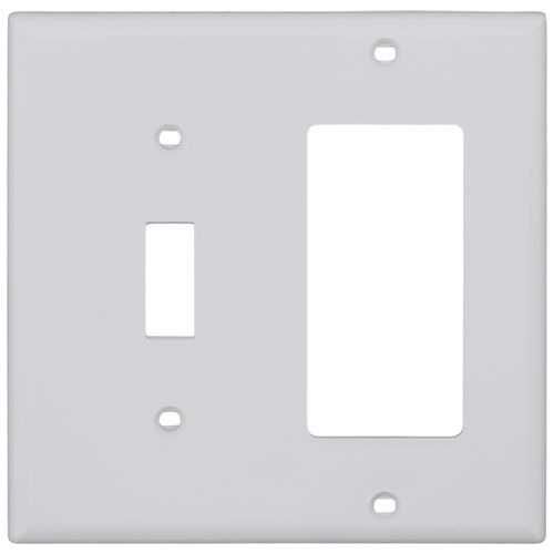 Main product image of 2-Gang Electrical Wall Plate, Nylon, Combo Toggle/Decora (White)