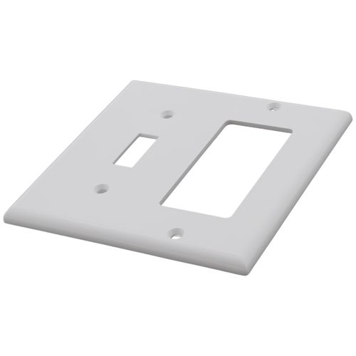 Main product image of 2-Gang Electrical Wall Plate, Nylon, Combo Toggle/Decora (White)