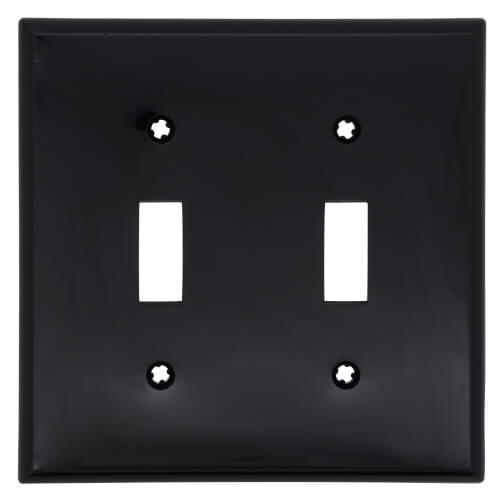 Main product image of 2-Gang Electrical Wall Plate, Nylon, Toggle Switch (Black)