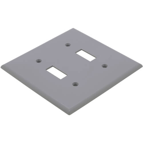 Main product image of 2-Gang Electrical Wall Plate, Nylon, Toggle Switch (Grey)