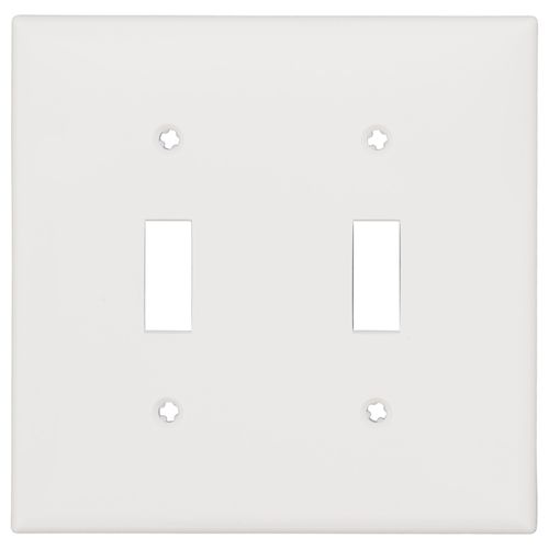 Main product image of 2-Gang Electrical Wall Plate, Nylon, Toggle Switch (White)