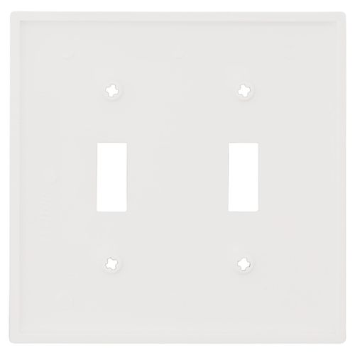 Main product image of 2-Gang Electrical Wall Plate, Nylon, Toggle Switch (White)