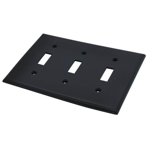 Main product image of 3-Gang Electrical Wall Plate, Nylon, Toggle Switch (Black)