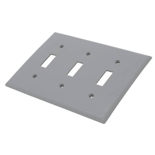 Main product image of 3-Gang Electrical Wall Plate, Nylon, Toggle Switch (Grey)