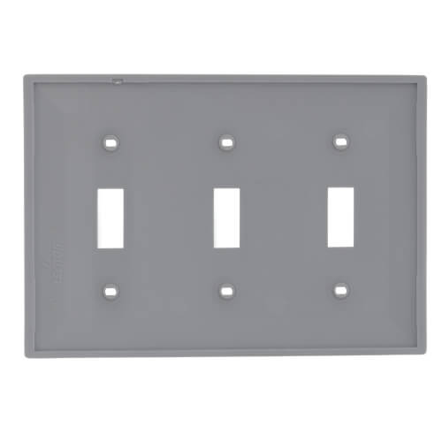 Main product image of 3-Gang Electrical Wall Plate, Nylon, Toggle Switch (Grey)