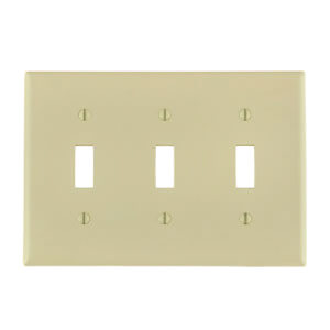 Main product image of 3-Gang Electrical Wall Plate, Nylon, Toggle Switch (Ivory)
