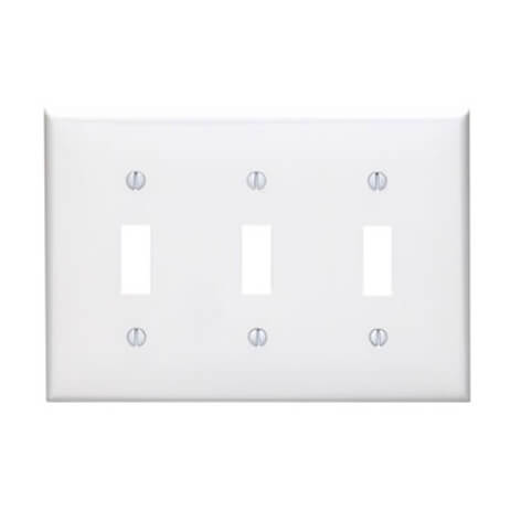 Main product image of 3-Gang Electrical Wall Plate, Nylon, Toggle Switch (White)