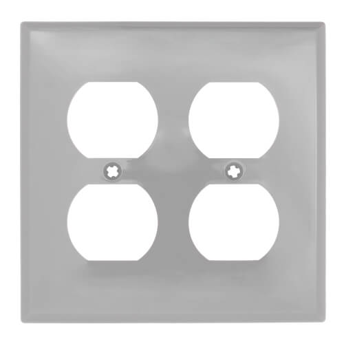 Main product image of 2-Gang Electrical Wall Plate, Nylon, Duplex (Grey)