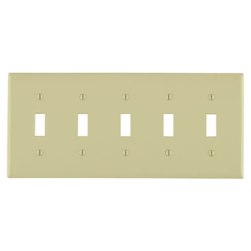 Main product image of 5-Gang Electrical Wall Plate, Nylon, Toggle Switch (Ivory)