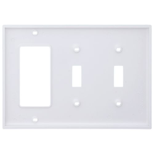 Main product image of 3-Gang Electrical Wall Plate, Combo, Nylon, 2 Toggle & 1 Decora (White)