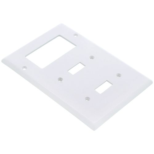 Main product image of 3-Gang Electrical Wall Plate, Combo, Nylon, 2 Toggle & 1 Decora (White)