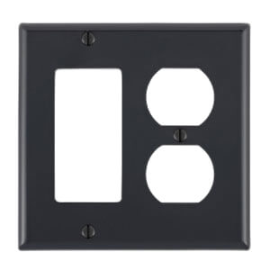 Main product image of 2-Gang Electrical Wall Plate, Combo, Duplex/Decora (Black)