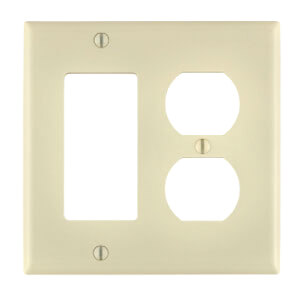 Main product image of 2-Gang Electrical Wall Plate, Nylon, Combo Duplex/Decora (Light Almond)