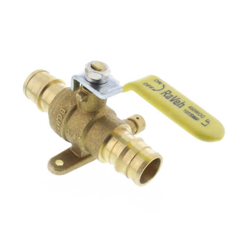 807W034-NL - Raven 807W034-NL - 3/4 Expansion PEX Drop Ear Ball Valve w/ Drain (Lead Free