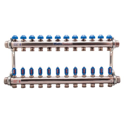 Main product image of D3803012SS, 12 Loop, 1" Stainless Steel Hi Flow Radiant Heat Manifold