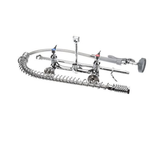 Main product image of Pre-rinse, Easyinstall, 8" Wall Mount Faucet, Spring Action, Ceramas, B-0107, Wall Bracket, B-0133-CR-B
