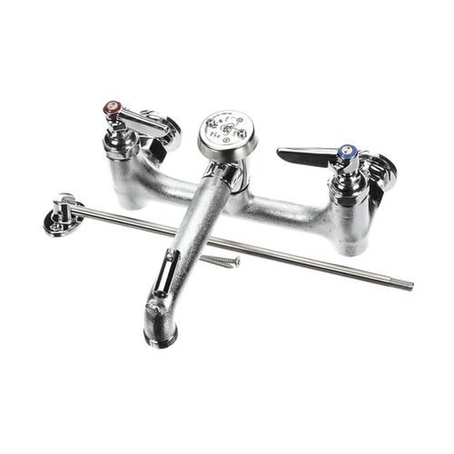 Main product image of 8" Service Sink Faucet, Wall Mount, Built-in Stops, Vr Handle Screws, Chrome, B-0665-BSTP-VRS