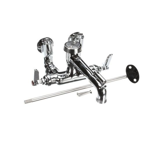 Main product image of Service Sink Faucet, Wall Mount, Adjustable Centers, Vacuum Breaker, Wall Brace, Polished, B-0667-POL