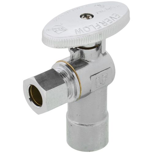 Main product image of 1/2" Nominal Sweat x 3/8" OD Compression Angle Stop Valve - No Lead (Chrome)