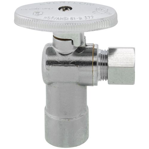 Main product image of 1/2" Nominal Sweat x 3/8" OD Compression Angle Stop Valve - No Lead (Chrome)