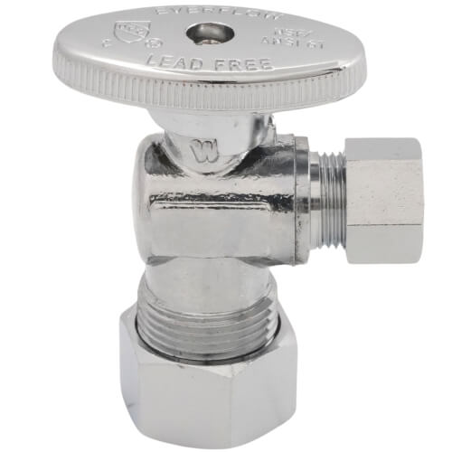 Main product image of 1/2" Nom Compression (5/8" OD) x 3/8" OD Compression Angle Stop Valve - Lead Free (Chrome)