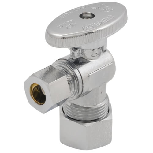 Main product image of 1/2" Nom Compression (5/8" OD) x 3/8" OD Compression Angle Stop Valve - Lead Free (Chrome)