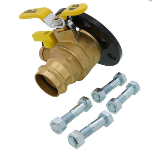 Main product image of 1-1/2" Press Full Port Brass Uni-Flange Isolator Ball Valve w/ Detachable Rotating Flange and Drain