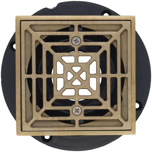 Main product image of PVC Square Shower Pan Drain w/ Cast Nickel-Bronze Ring & Strainer