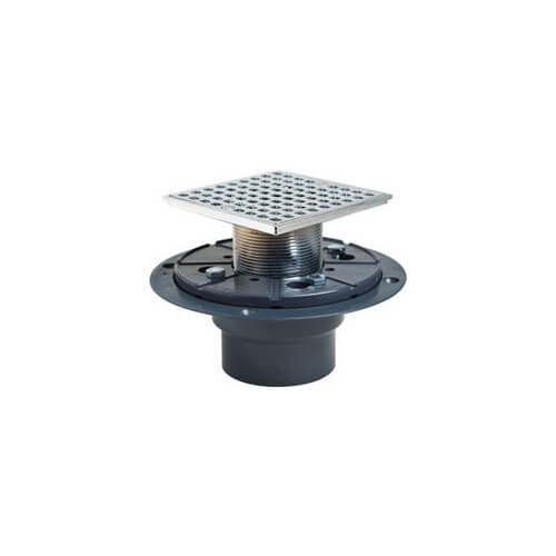 Main product image of PVC Square Shower Pan Drain w/ Cast Oil-Rubbed Bronze Ring & Strainer
