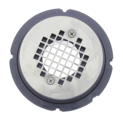 Main product image of PVC Shower Pan Drain w/ DoubleDuty Test Plug, Screw-On Stainless Steel Strainer, w/ Rim