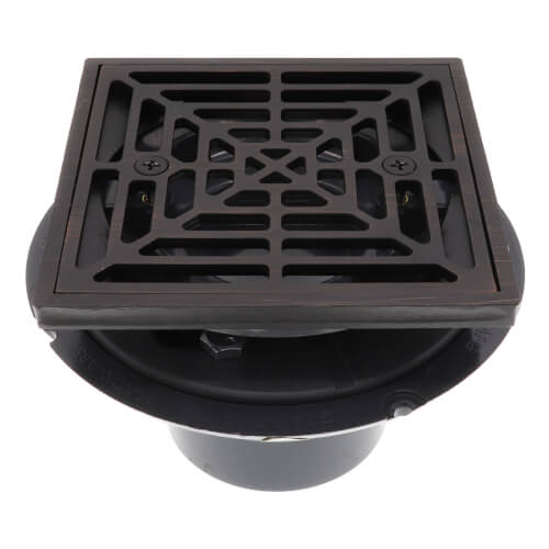 Main product image of Cast Bronze Shower Pan Drain w/ Test Plug, Screw-On Stainless Steel Strainer, w/ Rim