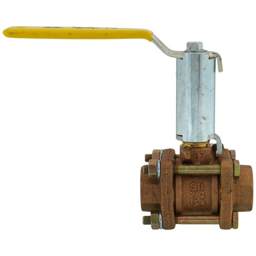 Main product image of 1/2" FNPT 3-Piece Ball Valve w/ Stainless Steel Vented Ball & 2-1/4" Stem