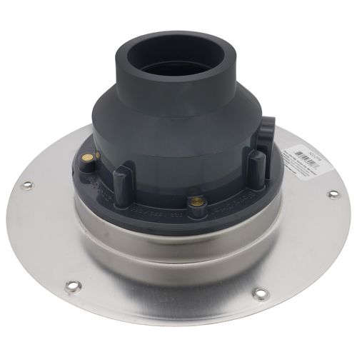Main product image of 2" x 3" PVC Halo Adjustable Floor Drain w/ Deck Flange, Round SS Strainer (Hub)