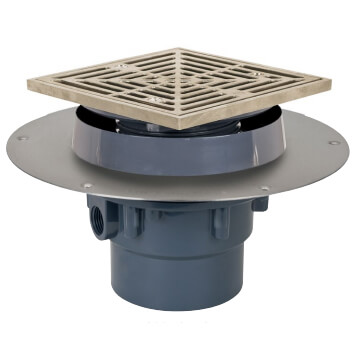 Main product image of 3" PVC FinishLine Adjustable Complete Assembly Floor Drain w/ 5-7/8" Square Ring and Strainer