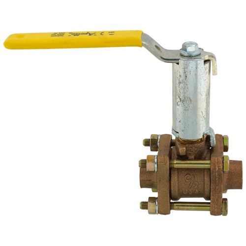 Main product image of 1/2" Solder 3-Piece Ball Valve w/ Stainless Steel Vented Ball & 2-1/4" Stem