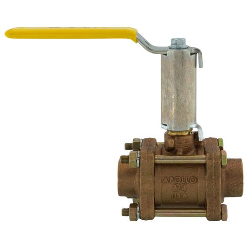 Main product image of 3/4" Solder 3-Piece Ball Valve w/ Stainless Steel Vented Ball & 2-1/4" Stem