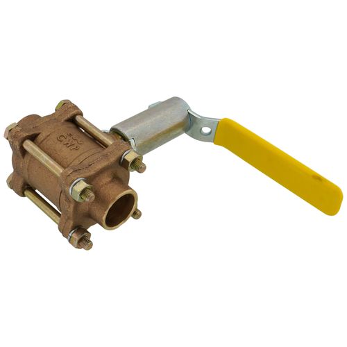 Main product image of 3/4" Solder 3-Piece Ball Valve w/ Stainless Steel Vented Ball & 2-1/4" Stem