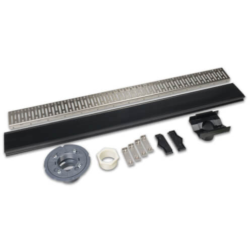 Main product image of 36" StreamLine Job-Adjustable Linear Shower Drain, 2" ABS Connection, Slotted Strainer & Test Plug
