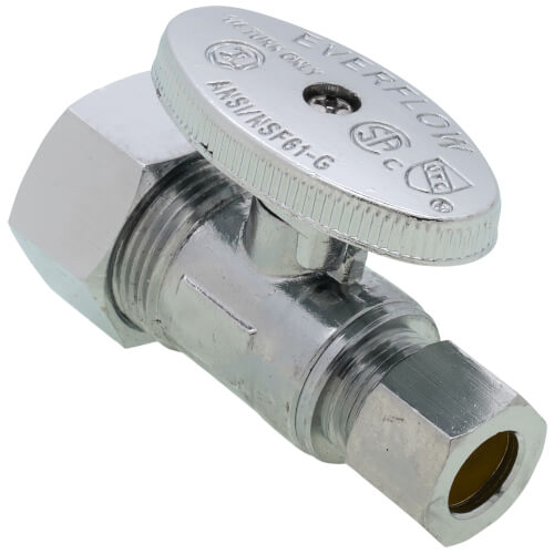 Main product image of 1/2" Nom Compression (5/8" OD) x 3/8" OD Compression Straight Stop Valve - No Lead (Chrome)