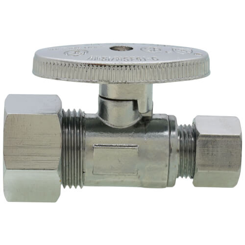 Main product image of 1/2" Nom Compression (5/8" OD) x 3/8" OD Compression Straight Stop Valve - No Lead (Chrome)