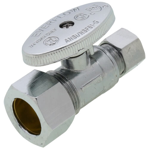 Main product image of 1/2" Nom Compression (5/8" OD) x 3/8" OD Compression Straight Stop Valve - No Lead (Chrome)