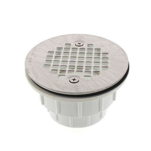 PVC Solvent Weld Shower Module Drain w/ Screw-on Stainless Steel Strainer