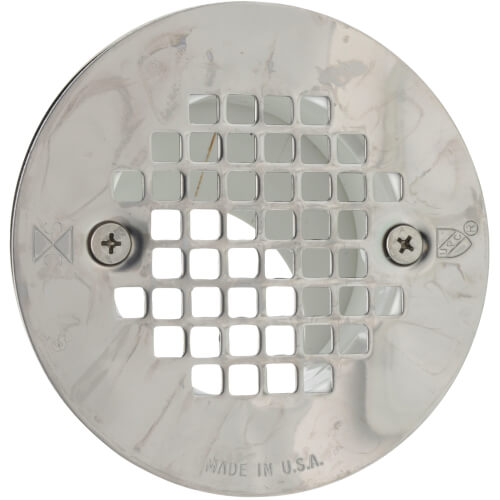 Main product image of 2" PVC Offset Solvent Weld Shower Module Drain w/ Screw-On Stainless Steel Strainer (Hub)