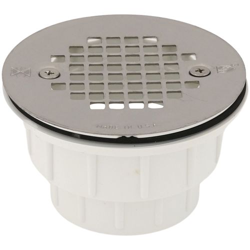Main product image of PVC Solvent Weld Shower Module Drain w/ Screw-on Stainless Steel Strainer