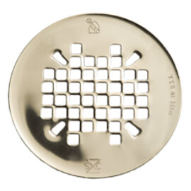 Main product image of 4-1/4" Polished Brass Snap-In Shower Drain Strainer