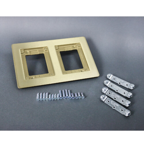 Double-Gang Rectangular Carpet/Tile Flange for Omnibox and Modulink Floor Boxes (Brass)