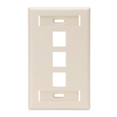 Main product image of Single-Gang Quickport, Wallplate w/ ID Windows, 3-port (Light Almond)